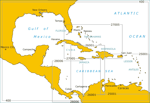 Digital nautical charts Caribbean Sea Antiles British US Virgin Island on line download 1yachtua.com